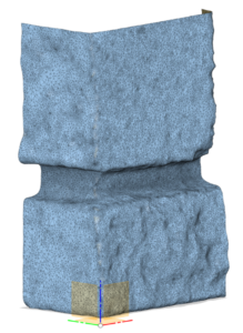 A 3d mesh of the stone wall where the adapter will go