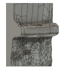 Fusion 360 model of the adapter showing material that fits in the mortar break